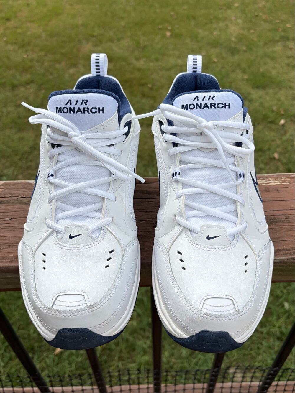 Nike Air Monarch IV White Midnight Navy 416355-102 Men's Size 10.5 4E Extra Wide